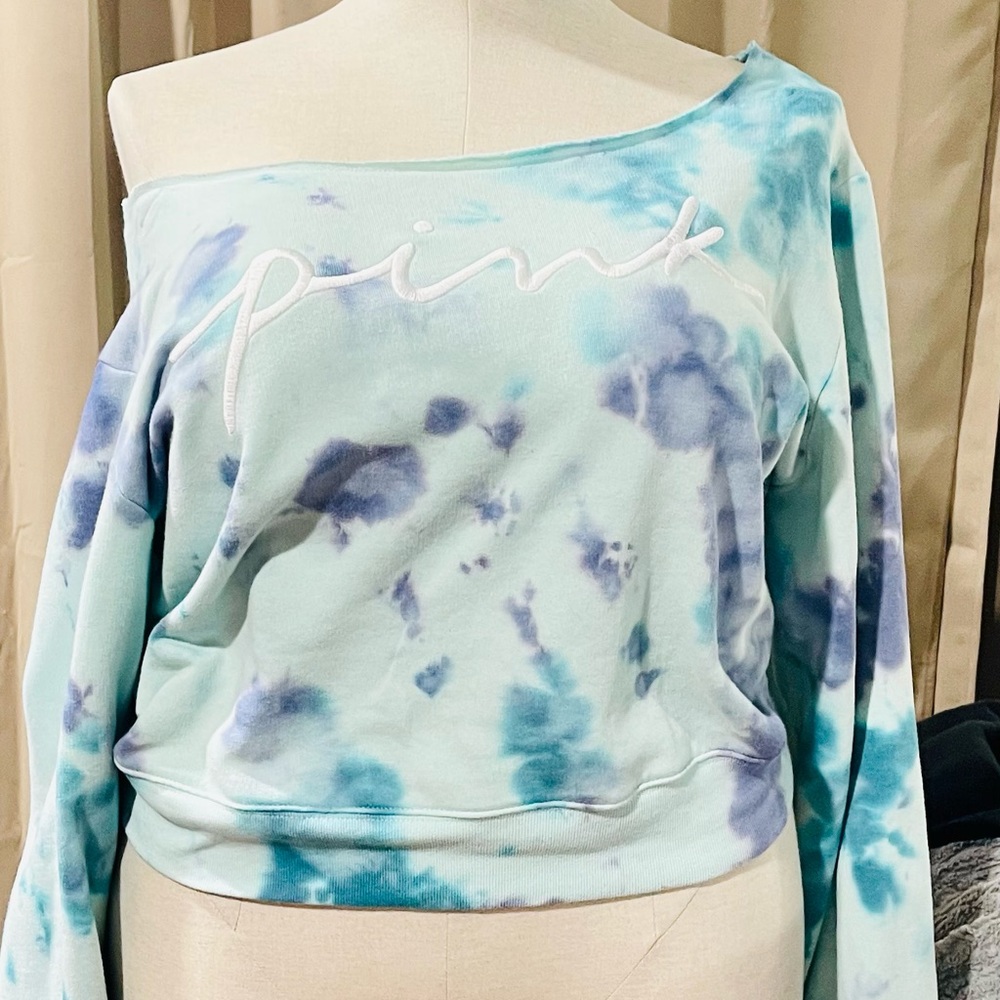 Pink Victoria Secret off shoulder sweatshirt